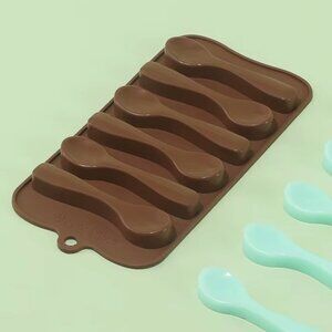 6 Spoons Silicone Mold Chocolate Candy Baking Crafts Resin 3.75"L Each Easter